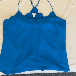 JCrew Blue Scalloped Tank
